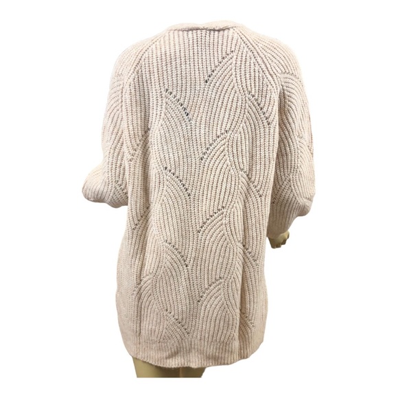 Democracy Sweater Cardigan In Oatmeal. Full length Sleeves with 2 Front Pockets~ - Picture 2 of 4